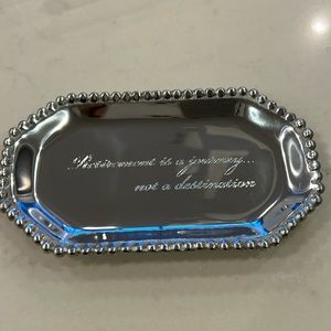 Mariposa dish that say “retirement is journey not a destination” new in box. NWT